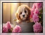 Szczeniak, Kwiaty, Pies, Mordka